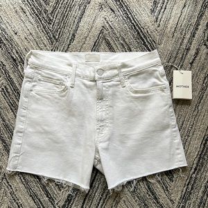 NWT MOTHER white Denim Jean Shorts 26 The Sinner Short Fray Fairest of them All